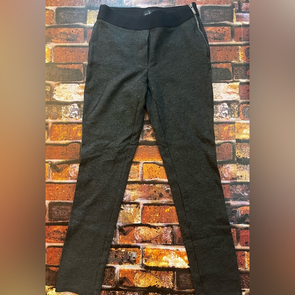 White House Black Market Womens Pull-On Pants Gray Size 00 Skinny Ankle Side Zip